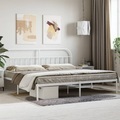 vidaXL, vidaXL Bettgestell mit Kopfteil Metall Weiß 200x200 cm