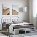vidaXL, vidaXL Bettgestell mit Kopfteil Metall Weiß 150x200 cm