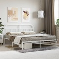 vidaXL, vidaXL Bettgestell mit Kopfteil Metall Weiß 180x200 cm