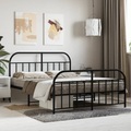 vidaXL, vidaXL Bettgestell mit Kopf- und Fußteil Metall Schwarz 140x190 cm