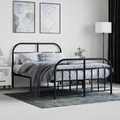 vidaXL, vidaXL Bettgestell mit Kopf- und Fußteil Metall Schwarz 120x200 cm