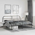 vidaXL, vidaXL Bettgestell mit Kopf- und Fußteil Metall Schwarz 183x213 cm