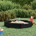 vidaXL, vidaXL Sandkasten mit Sitzen Schwarz Achteck Massivholz Kiefer