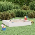 vidaXL, vidaXL Sandkasten mit Sitzen Weiß Quadratisch Massivholz Kiefer