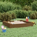 vidaXL, vidaXL Sandkasten mit Sitzen Honigbraun Quadratisch Massivholz Kiefer