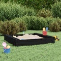 vidaXL, vidaXL Sandkasten mit Sitzen Schwarz Quadratisch Massivholz Kiefer