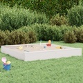 vidaXL, vidaXL Sandkasten mit Sitzen Weiß Quadratisch Massivholz Kiefer