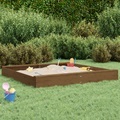 vidaXL, vidaXL Sandkasten mit Sitzen Honigbraun Quadratisch Massivholz Kiefer