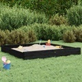 vidaXL, vidaXL Sandkasten mit Sitzen Schwarz Quadratisch Massivholz Kiefer