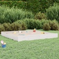 vidaXL, vidaXL Sandkasten mit Sitzen Weiß Quadratisch Massivholz Kiefer