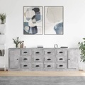 vidaXL, vidaXL Sideboards 3 Stk. Betongrau Holzwerkstoff