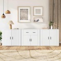 vidaXL, vidaXL Sideboards 3 Stk. Weiß Holzwerkstoff