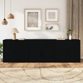 vidaXL, vidaXL Sideboards 3 Stk. Schwarz Holzwerkstoff