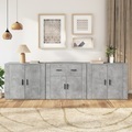 vidaXL, vidaXL Sideboards 3 Stk. Betongrau Holzwerkstoff