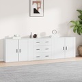 vidaXL, vidaXL Sideboards 3 Stk. Weiß Holzwerkstoff