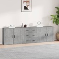 vidaXL, vidaXL Sideboards 3 Stk. Betongrau Holzwerkstoff