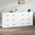 vidaXL, vidaXL Sideboards 2 Stk. Weiß Holzwerkstoff