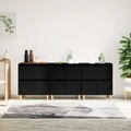 vidaXL, vidaXL Sideboards 3 Stk. Schwarz 60x35x70 cm Holzwerkstoff