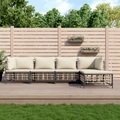 vidaXL, vidaXL 5-tlg. Garten-Lounge-Set mit Kissen Anthrazit Poly Rattan