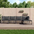 vidaXL, vidaXL 5-tlg. Garten-Lounge-Set mit Kissen Anthrazit Poly Rattan