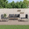 vidaXL, vidaXL 4-tlg. Garten-Lounge-Set mit Kissen Anthrazit Poly Rattan