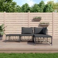 vidaXL, vidaXL 4-tlg. Garten-Lounge-Set mit Kissen Anthrazit Poly Rattan