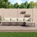 vidaXL, vidaXL 5-tlg. Garten-Lounge-Set mit Kissen Anthrazit Poly Rattan