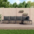 vidaXL, vidaXL 5-tlg. Garten-Lounge-Set mit Kissen Anthrazit Poly Rattan