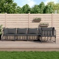 vidaXL, vidaXL 5-tlg. Garten-Lounge-Set mit Kissen Anthrazit Poly Rattan