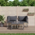 vidaXL, vidaXL 3-tlg. Garten-Lounge-Set mit Kissen Anthrazit Poly Rattan