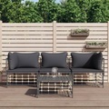 vidaXL, vidaXL 4-tlg. Garten-Lounge-Set mit Kissen Anthrazit Poly Rattan