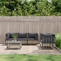 vidaXL, vidaXL 6-tlg. Garten-Lounge-Set mit Kissen Anthrazit Poly Rattan