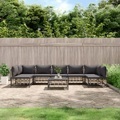 vidaXL, vidaXL 8-tlg. Garten-Lounge-Set mit Kissen Anthrazit Poly Rattan