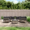 vidaXL, vidaXL 7-tlg. Garten-Lounge-Set mit Kissen Anthrazit Poly Rattan