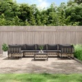 vidaXL, vidaXL 8-tlg. Garten-Lounge-Set mit Kissen Anthrazit Poly Rattan