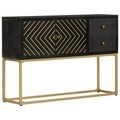 vidaXL, vidaXL Sideboard Schwarz und Golden 110x30x75 cm Massivholz Mango