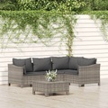 vidaXL, vidaXL 5-tlg. Garten-Lounge-Set mit Kissen Grau Poly Rattan