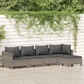 vidaXL, vidaXL 5-tlg. Garten-Lounge-Set mit Kissen Grau Poly Rattan