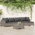 vidaXL, vidaXL 6-tlg. Garten-Lounge-Set mit Kissen Grau Poly Rattan