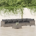 vidaXL, vidaXL 7-tlg. Garten-Lounge-Set mit Kissen Grau Poly Rattan