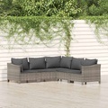 vidaXL, vidaXL 5-tlg. Garten-Lounge-Set mit Kissen Grau Poly Rattan