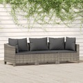 vidaXL, vidaXL 3-tlg. Garten-Lounge-Set mit Kissen Grau Poly Rattan