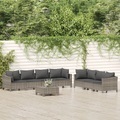 vidaXL, vidaXL 8-tlg. Garten-Lounge-Set mit Kissen Grau Poly Rattan