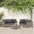 vidaXL, vidaXL 5-tlg. Garten-Lounge-Set mit Kissen Grau Poly Rattan