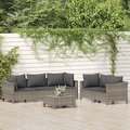 vidaXL, vidaXL 6-tlg. Garten-Lounge-Set mit Kissen Grau Poly Rattan