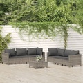 vidaXL, vidaXL 7-tlg. Garten-Lounge-Set mit Kissen Grau Poly Rattan