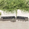 vidaXL, vidaXL 9-tlg. Garten-Lounge-Set mit Kissen Grau Poly Rattan