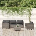 vidaXL, vidaXL 6-tlg. Garten-Lounge-Set mit Kissen Grau Poly Rattan
