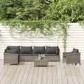 vidaXL, vidaXL 8-tlg. Garten-Lounge-Set mit Kissen Grau Poly Rattan