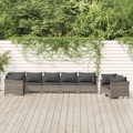 vidaXL, vidaXL 8-tlg. Garten-Lounge-Set mit Kissen Grau Poly Rattan